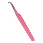 Professional Eyelash Extension Isolating Pink Semi Curved Tweezers