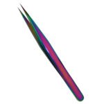 Professional Eyelash Extension Isolating Rainbow Straight Tweezers