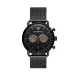 EMPORIO ARMANI STUNNING AR11142 BLACK MESH CHRONOGRAPH STAINLESS STEEL WATCH NEW