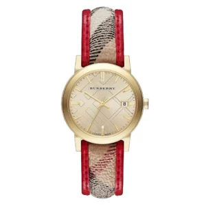 Burberry Ladies' Watch The City Check Gold Red BU9139