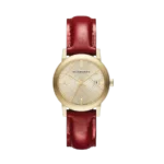 Burberry Ladies Watch Gold Plated Red Patent Leather 34mm BU9140