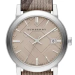 Burberry Ladies Watch The City 34mm Smoke Check Strap BU9118