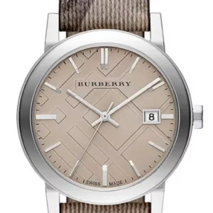 Burberry Ladies Watch The City 34mm Smoke Check Strap BU9118