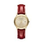 Burberry Ladies Watch Gold Plated Red Patent Leather 34mm BU9140