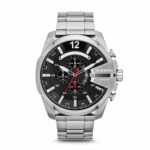Diesel Men’s Mega Chief Stainless Steel Black Dial Watch DZ4308