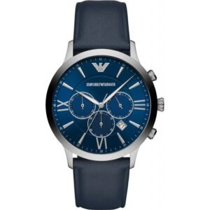 Emporio Armani AR11226 Blue Dial Leather Strap Watch For Men