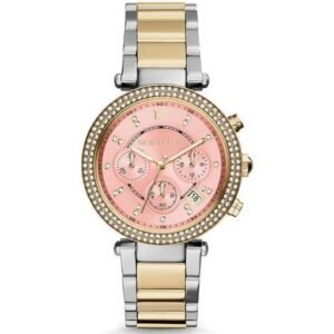 Michael Kors MK6140 Parker Pink Dial Two Tone Steel Ladies Watch