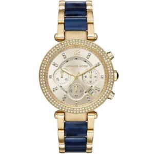 Michael Kors MK6238 Parker Two-Tone Gold Blue Glitz Ladies Watch