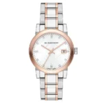 Burberry Ladies Watch Diamond Check Stamped 34mm Two Tone Rose Gold BU9127