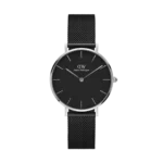 Daniel Wellington Petite Ashfield, Black/Silver Watch, Mesh, for Women DW00100202