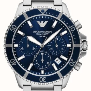 Emporio Armani Men's Solar Chronograph (43mm) Blue Dial / Stainless Steel Bracelet AR11681