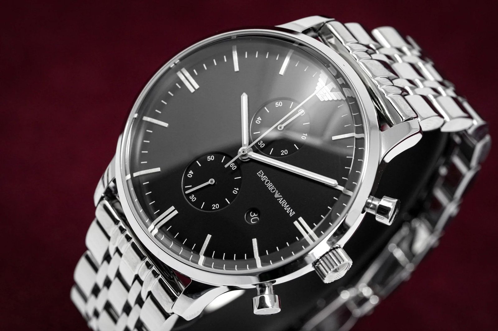 Emporio Armani Men's Silver Chronograph Watch AR80009 - Image 3