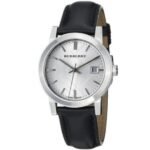Burberry The City Silver Dial Black Leather Strap Watch For Women – BU9106