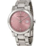 Burberry Ladies Watch Check Stamped 34mm Pink BU9124