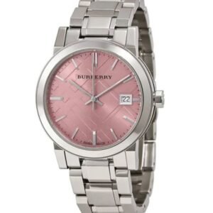 Burberry Ladies Watch Check Stamped 34mm Pink BU9124