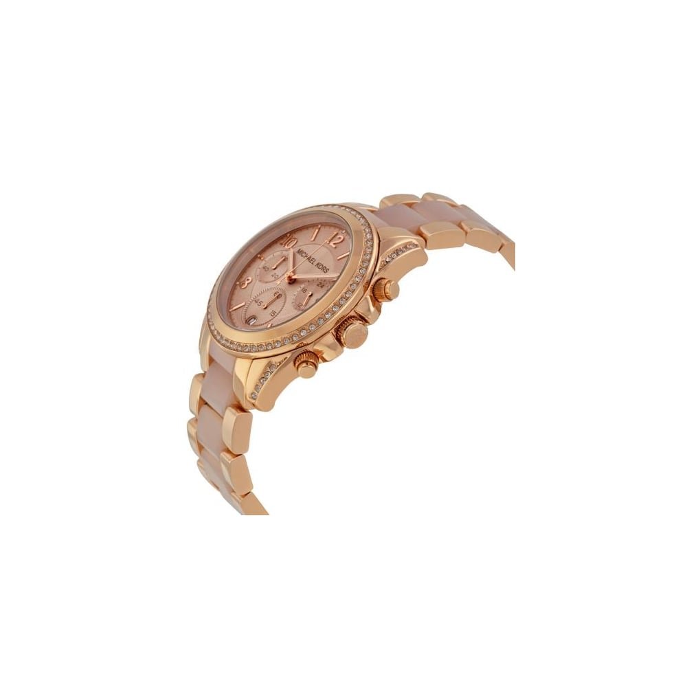 Michael Kors Blair Pavé Rose Gold-Tone Chronograph Watch MK5943 - Image 4
